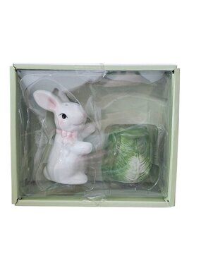 Hopper's Lane Salt And Pepper Set Easter Bunny Cabbage New In Box Collection